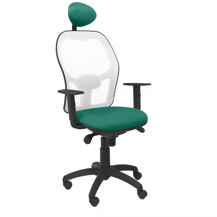 Silla de Oficina Ergonómica Piqueras Y Crespo con Malla Blanca y Asiento Bali Verde Esmeralda - 1