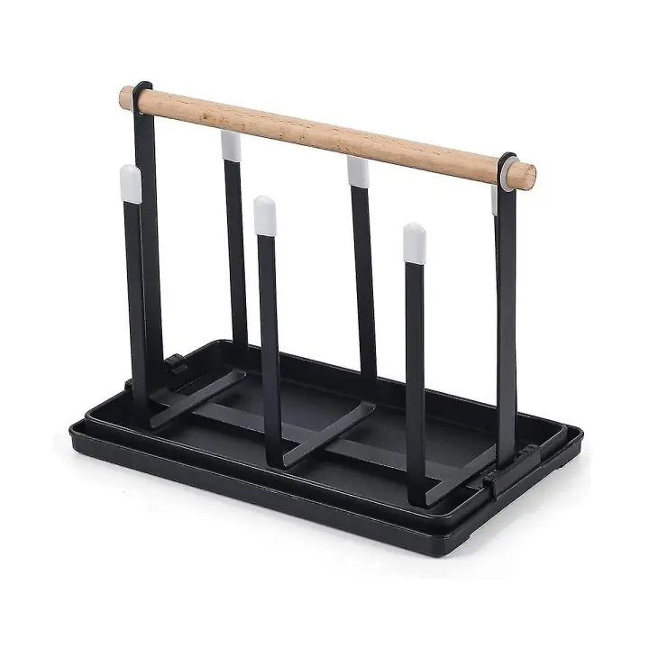 Tenedor, botellas del escurridor del plato, 6 soporte, portavasos del metal con la bandeja y secador para las botellas y las tazas - 1