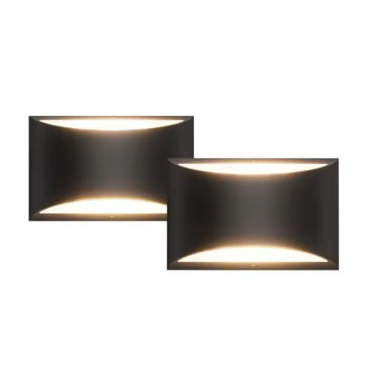 Apliques de pared regulable para interiores, 2, Modern Negro Led Up Down lámpara de pared, 12W pasillo interior lámparas de pared para Sala de estar, Escalera, Dormitory, Wa - 1