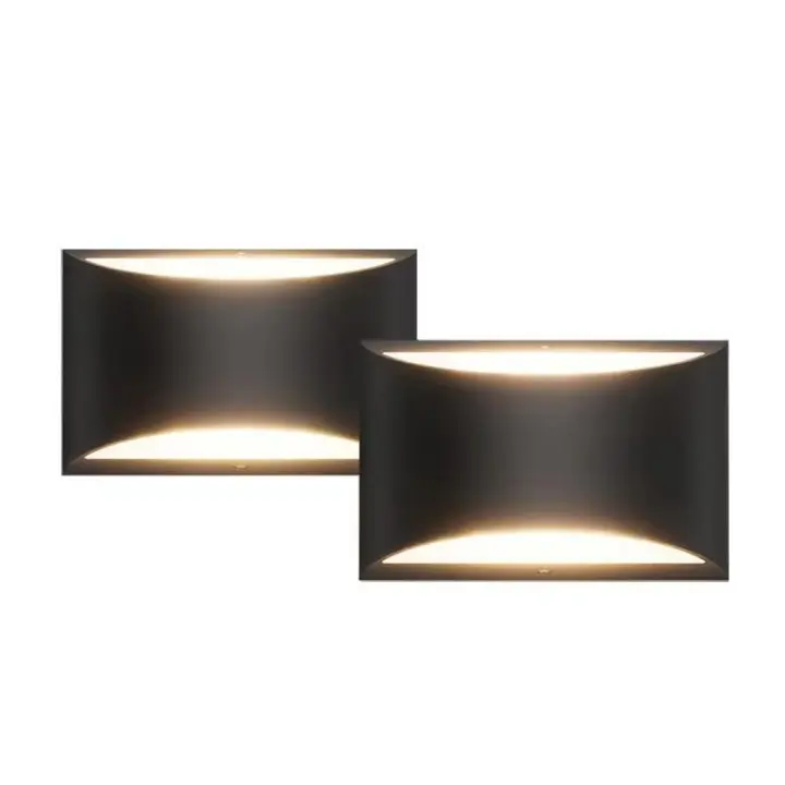 Apliques de pared regulable para interiores, 2, Modern Negro Led Up Down lámpara de pared, 12W pasillo interior lámparas de pared para Sala de estar, Escalera, Dormitory, Wa - 1