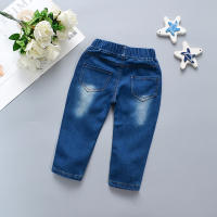 Pantalones De Mezclilla Para Niños Con Agujeros Estilo Casual Y Cómodo Denim Suave Para Niñas Y Niños De 1-3 Años Cierre Elástico - details 2