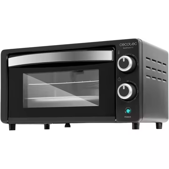 Cecotec Horno de sobremesa Bake&Toast 1090 Black, 10 L, 1000 W, Temporizador 60min, Temperatura regulable hasta 230ºC, bandeja para hornear, parrilla y una asa con pinzas - 1