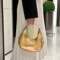 Bolso de hombre individual para Mujer, Bolso de moda, Material elegante de PU, Bolso Vintage para citas, Comas, Viajes, Dorado, Talla libre W - details 0
