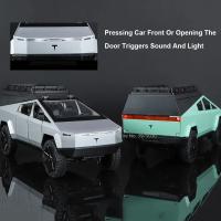 Modelo De Coche Tesla Cybertruck 1/24 Con Sonido Y Luz Para Colección Y Decoración Juguete De Metal Para Niños Regalo De Cumpleaños - details 9