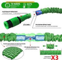 Maxia Market - Manguera de Jardín Extensible con Pistola Rociadora de 7 Funciones, Conectores de 1/2 y 3/4 Pulgadas, Manguera de Riego Flexible Resistente Ligero y Potatíl - details 2