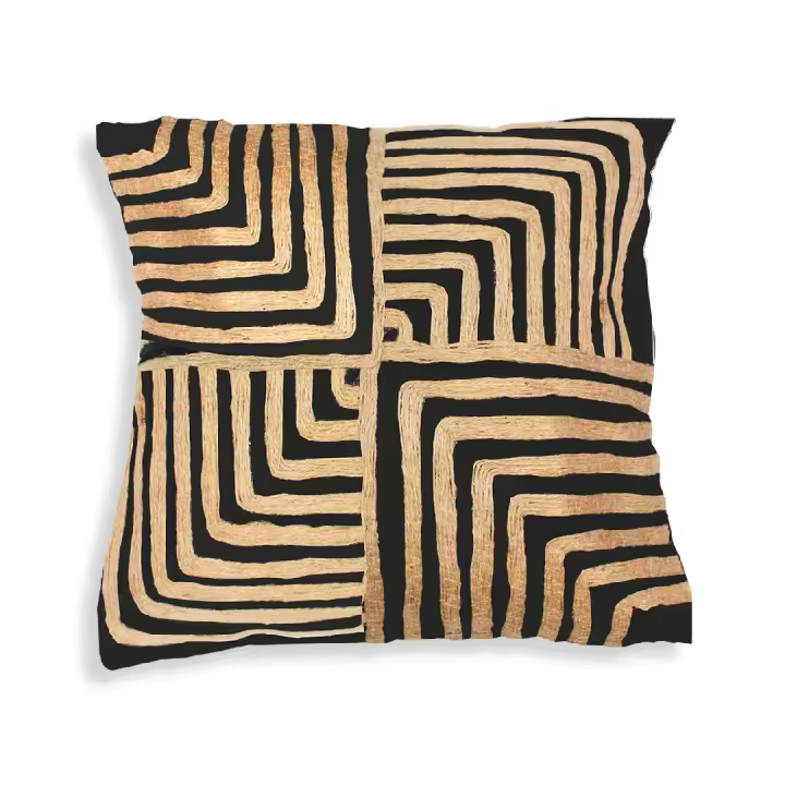 Cojín Bordado Negro Yute 45x45 cm - 1