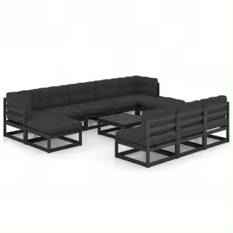 VIDAXL 3077153 conjunto de muebles para el jardín fabricado en madera de color negro con cojines vida xl - 1