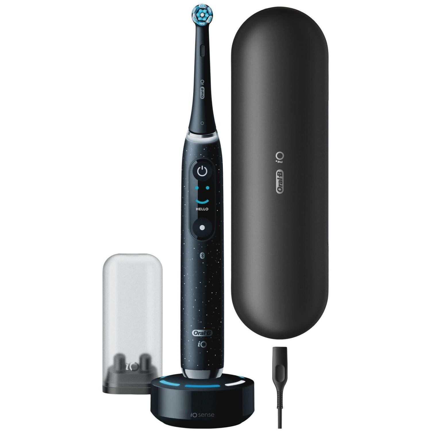 Oral-B iO 10 Edición Especial Negro Eléctrico y Blanco Polvo de Estrellas, Cepillo Eléctrico Premium con Estuche de Viaje Cargador, Producto Europeo con Garantía Oficial