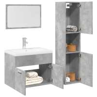 vidaXL Juego de muebles de baño madera de ingeniería en color Blanco/Roble Sonoma/Gris hormigón y más | almacenamiento funcional diseño moderno para baño dormitorio sala - details 2