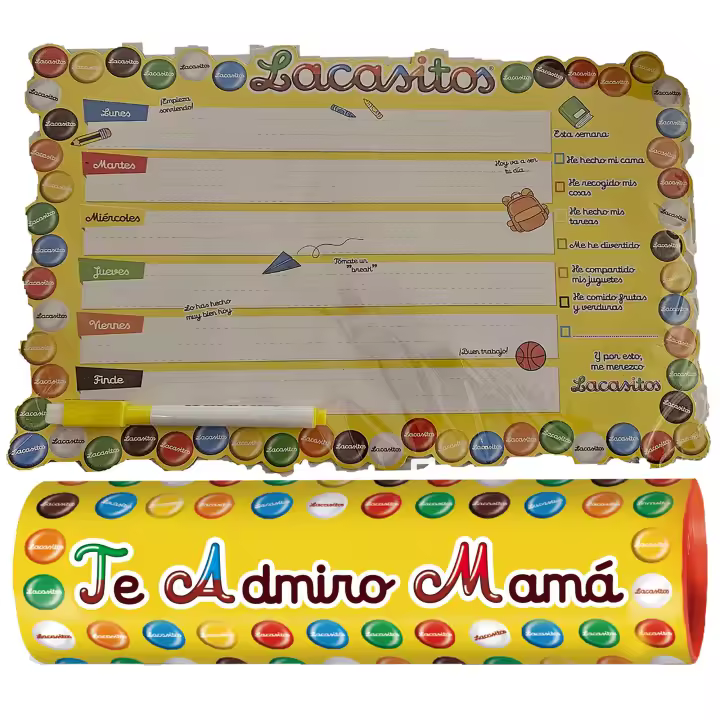 Lacasitos Megatubo 1,5 KG-"Te admiro mamá" + PLANIFICADOR MAGNÉTICO - 1