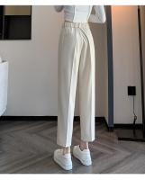 Pantalones De Trabajo Mujer Estilo Casual Cintura Alta Botones Talla Grande Color Caqui Largo Hasta El Tobillo Trasero Ancho - details 43