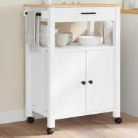 vidaXL Carrito de cocina MONZA madera maciza de pino 60x40x90 cm en color Blanco/Marrón/Gris - details 0