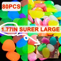 80pcs Piedras Luminosas De 1.77 Pulgadas Para Decoración De Interiores Y Exteriores Jardines Acuarios Macetas Senderos Y Alegrías - details 1