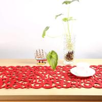 Mantel Runner, 7 colores rectángulo forma fieltro mantel manteles estera decoraciones para el hogar nuevo (rojo) - details 0