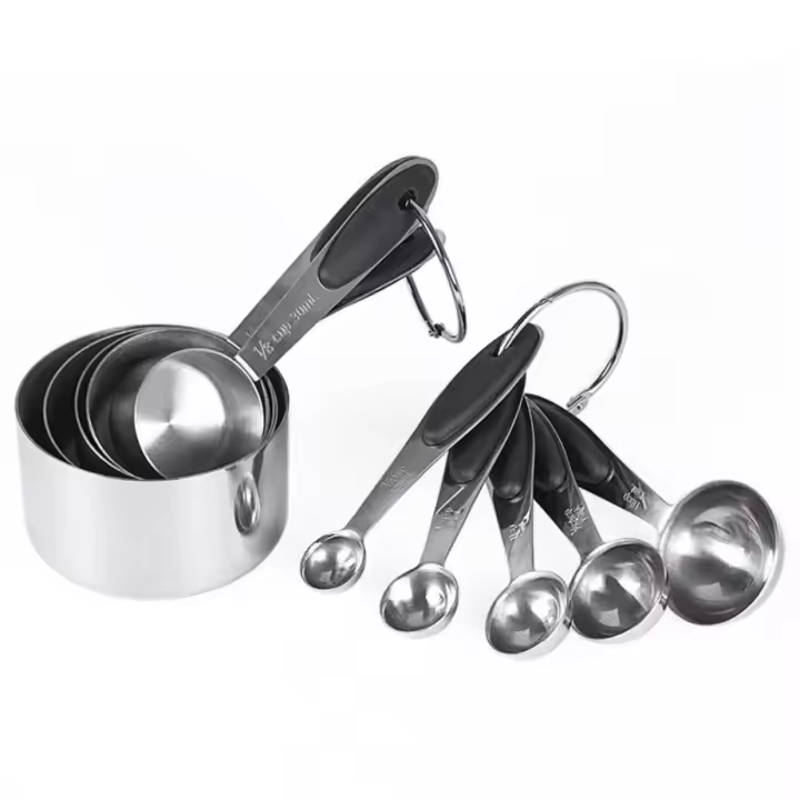 Juego de 10 cucharas medidoras de acero inoxidable con tazas y cucharas medidoras graduadas, moldes para pasteles, herramientas para hornear - 1