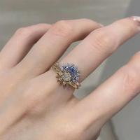 Anillo de aleación con diamantes de imitación, diseño misterioso de estrellas, sol y luna, joyería de boda para mujer, regalo - details 1