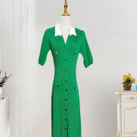 Vestido Maxi De Punto Para Mujer YuooMuoo Elegante Y Casual Con Cuello En V Y Mangas Flounce Decoración De Salida Hollow out Vestido Largo De Verano - details 6