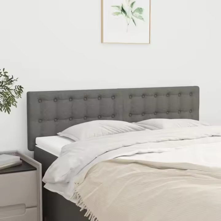 vidaXL Cabeceros 2 unidades tela gris oscuro 72x5x78/88 cm - 1