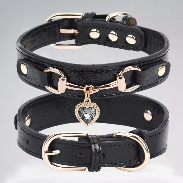 Collar De Gato Y Perro CP567 Bonito De PU Decorado Con Amor Brillante Ajustable Y Duradero Para Todas Las Estaciones - 1