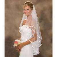 Velo De Boda Corto Y Sencillo En Tulle Dos Capas Con Cepillo Blanco Ocre Para Novia Accesorios De Boda Para Matrimonio - details 1