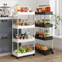 Carrito De Ruedas Multicapa Para Baño Y Cocina Organizador De Maquillaje Estante Móvil Para Sala De Estar Plástico Resistentes Cuatro Capas - details 0