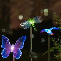 Lámpara De Jardín Solar LED Impermeable Con Diseño De Mariposa Y Libélula Para Paisaje Exterior Instalación Sencilla Sin Bombillas Incluidas - details 1