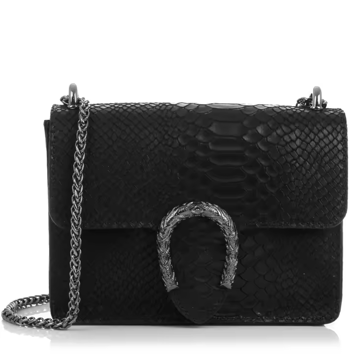 Firenze Artegiani. Lorenza Bolso de mano Mujer.Piel auténtica Gamuza Grabado Serpiente . Made in Italy. Vera Pelle Italiana. - 1