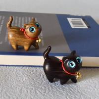Gato De Madera Carved Sandalwood Decoración Artesanal Para Escritorio Figura De Arte De Gato Madera Ornaments De Animal Estilo Pastoral - details 2