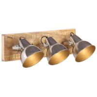 vidaXL Lámpara de pared industrial madera mango E27 70x23 cm en color Latón/Plateado | diseño vintage industrial ideal para cocina salón comedor - details 0