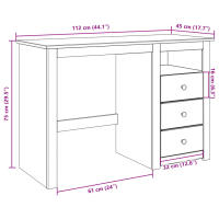 vidaXL Escritorio Panama madera maciza de pino 112x45x75 cm - details 6