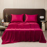 Protector De Sábanas De Lujo En Seda Hueso Lavable Y Antipolvo Para Cama Sin Almohadas Sábana Plana De Color Champán Suave Y Sólida - details 5