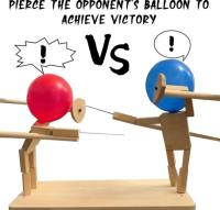 Batalla de figuras de Bambú con Globos PARA 2 JUGADORES: Muñecos de Batalla de Madera hechos a Mano para emoticonos Batallas de 2 jugadores: Juego de fiesta de Batalla de Globos de Ritos - details 0