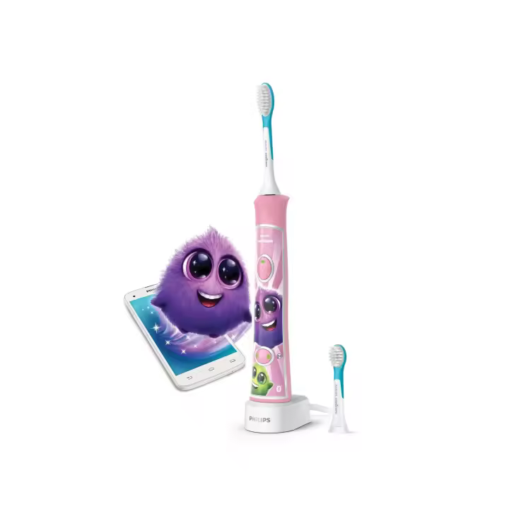 PHILIPS HX6352/42 Cepillo De Dientes Eléctrico sónico Sonicare For Kids, Infantil, +4 años Dos cabezales, recargable, con Bluetooth, color rosa - 1