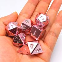 Juego De Dados Poliedros Para Juegos De Mesa Y Rol 7 Piezas Platinados Rosa Dados De Juego De Rol De Polyhedral - details 4