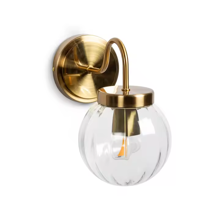Ledkia Lámpara de Pared Exterior Metal y Cristal Driyah Dorado - 1