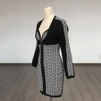 Vestido Bandage De Encaje Negro Para Mujer Manga Larga V-Neck Bodycon Elegante Con Cierre De Cremallera Ajustado Cintura Imperio BA351 - details 6