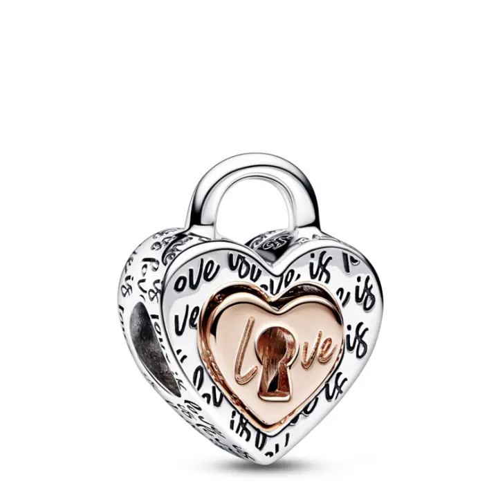 Pandora Charm Candado Corazón Divisible en Dos Tonos 782505C00 , para Mujer - 1