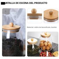 Juego De Botellas De Almacenamiento De Vidrio Con Tapa De Madera Gran Capacidad Para Alimentos Té Caramelos En La Cocina Jars Mason Airtight - details 3