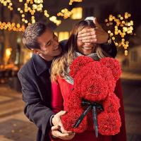 Oso De Rosas Eternas 25cm Regalo De San Valentín Oso Abrazador De Imitación De Rosa Regalo De Cumpleaños Decoración De Flores Artificiales - details 0