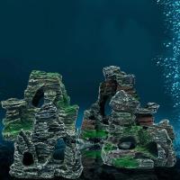 Adorno De Acuario Pequeño Montaña De Piedra Y Roca Para Tanque De Peces Decoración Arbolado Y Cueva Accesorios De Acuario Color Amarillo - details 2