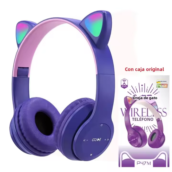 Auriculares Inalámbricos Para Niños Con Luz De Flash Y Micrófono Auriculares Bluetooth Estéreo Para Música Y Juegos Regalo Para Niños Y Niños - 1