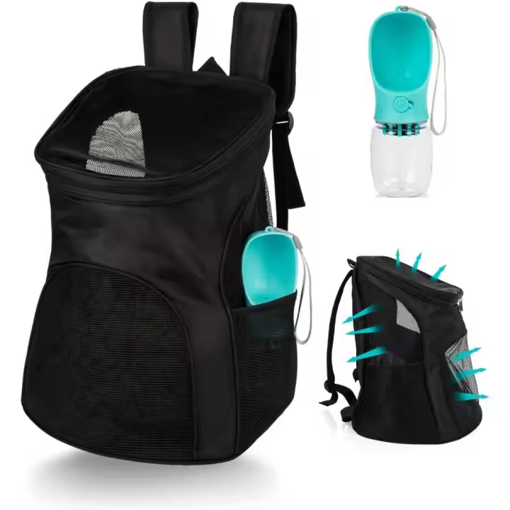 Mochila de Transporte para Mascotas Pequeñas – Ideal para Perros y Gatos | Diseño Transpirable, Correas Ajustables y Tela Resistente al Agua y Arañazos | ¡INCLUYE BEBEDERO PORTÁTIL DE REGALO! - 1
