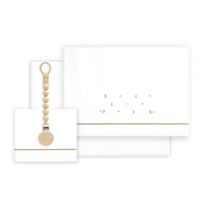 Triptico de Cuna Estrella Luna Multicolor + Chupetero, Color Blanco-Beige, Interbaby - 1