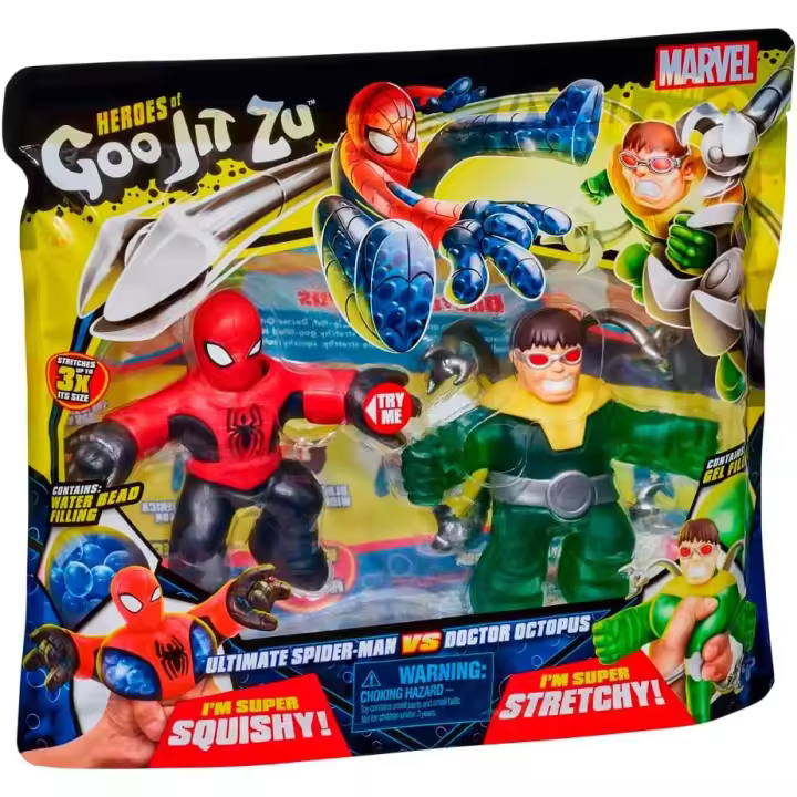 Heroes of Goo JIT Zu, Pack de Spiderman y Doctor Octopus, Figura de Acción Marvel, Multicolor, Bandai, CO41378 - 1