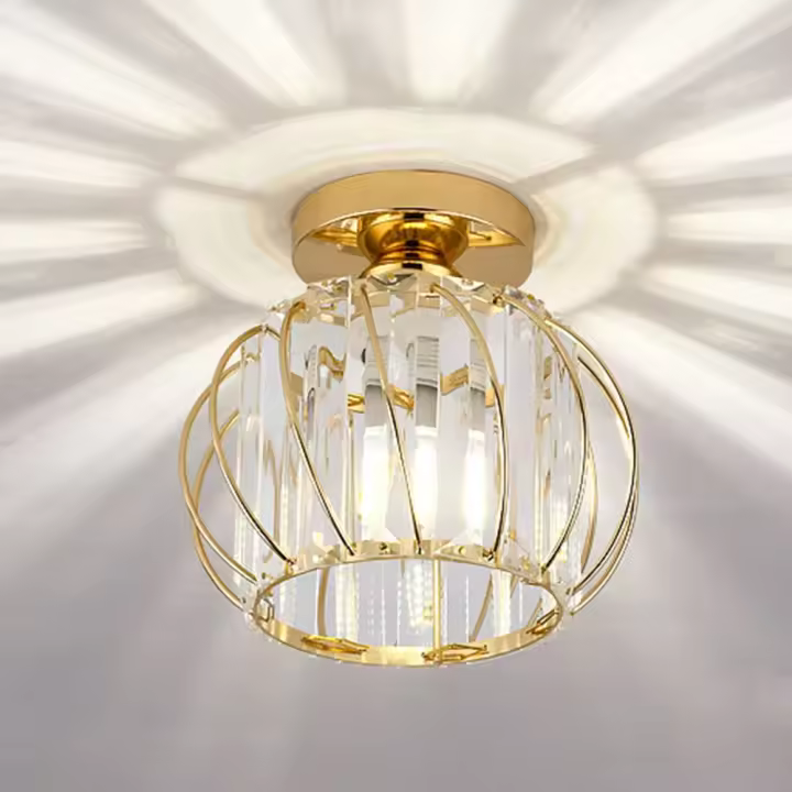 Lámpara de techo Dorada Moderna E27, Luces de Techo de Cristal, lámparas de Sala de estar, lámparas de Cocina, Luz de Techo de montaje semiempotrado - 1