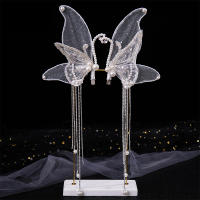 2pcs Clip Para El Cabello De Mariposa Con Borlas Y Perlas Hechas a Mano Accesorios Para El Cabello Para Boda Y Banquete Decoración De Cabeza Para Vestido De Novia - details 2