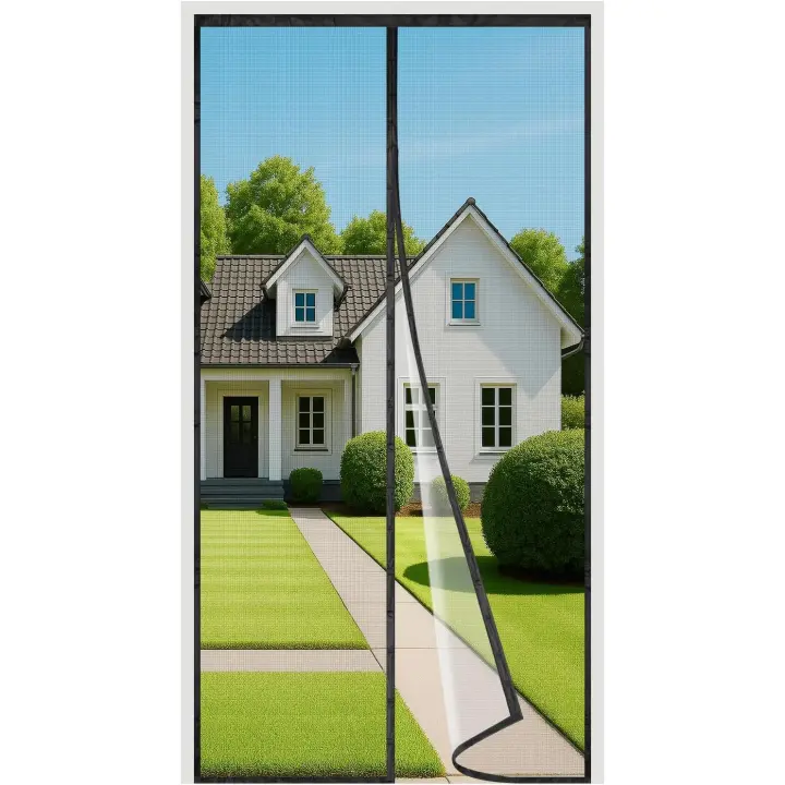 Mosquitera magnética para Puerta, 75x200 cm, Tira de 3,8 cm, sin taladros, Con Cierres Automático, para Exterior, ideal para balcón, Cocina, dormitorio, Puerta Corredera, Garaje o patio. - 1
