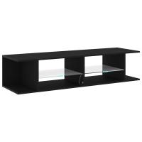 Mueble para TV vidaXL con luces LED en color negro y roble, de 135x39x30 cm, hecho de madera - details 3