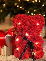 Oso De Rosas Teddy Regalo Para Mamá Novia Cumpleaños Aniversario Valentines Day Mujer Juguete De Muñeco Artificial De Flores Rojas - details 1