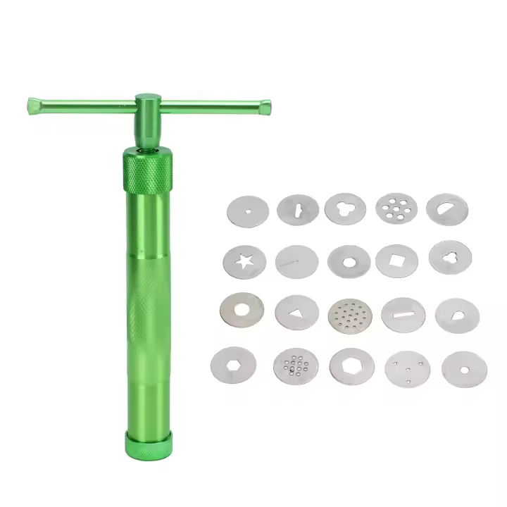 Extrusora de pasta de azúcar de acero inoxidable, extrusora de arcilla para cerámica, juego de herramientas giratorias para decoración de pasteles y fondant - 1